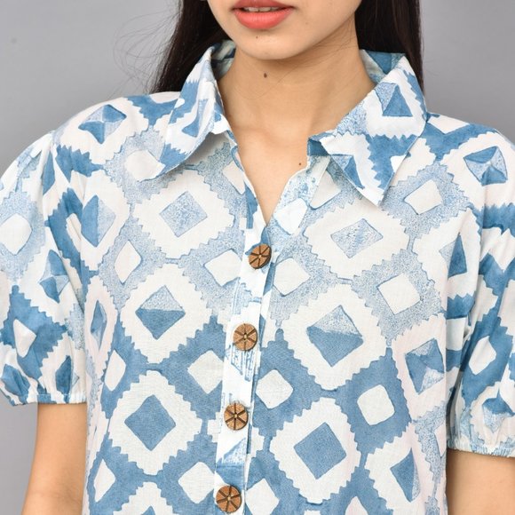 BRAND NEW Women Cotton Hand-block One Piece Midi Dress - Picture 6 of 6